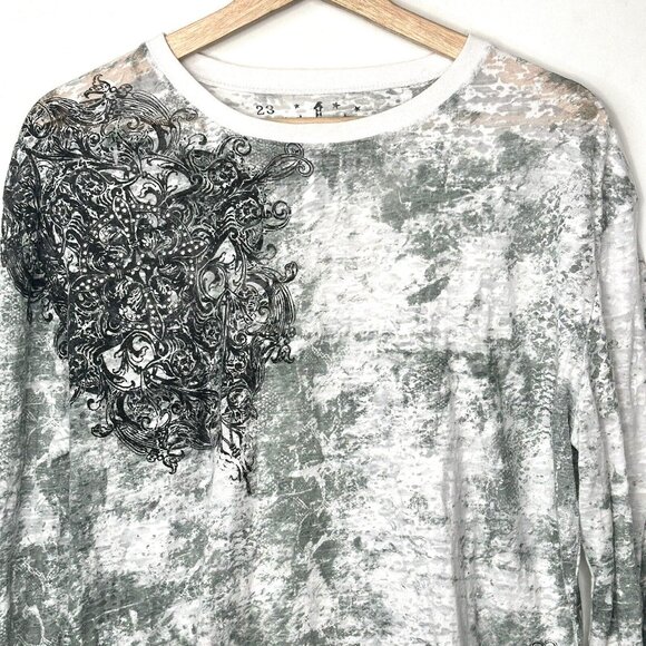 Rock & Roll Cowgirl Womens Shirt Sheer Rhinestones Geometric Long Sleeves 2XL - Picture 3 of 10